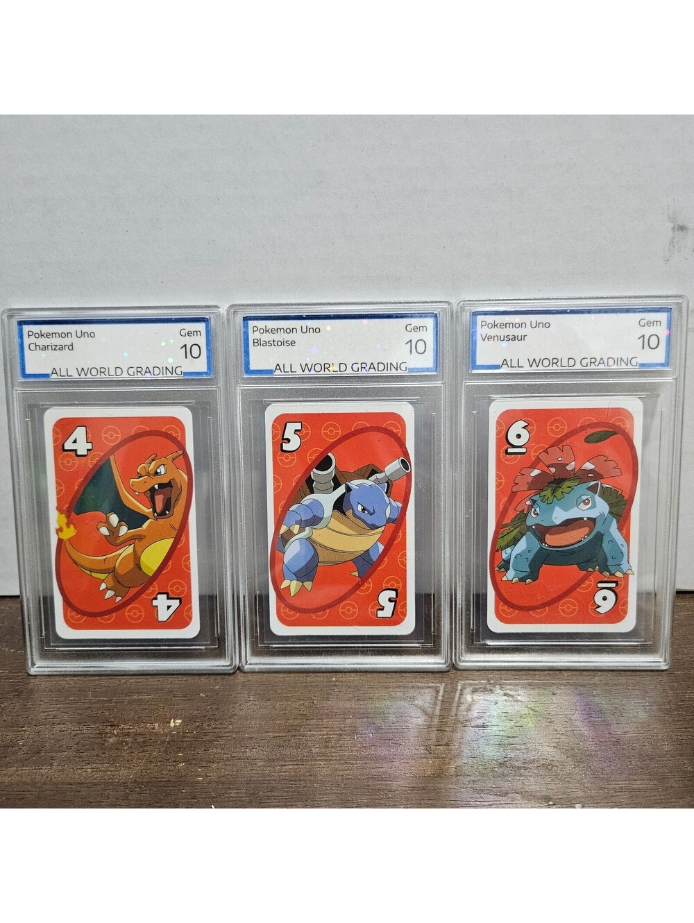Pokémon Uno Cards Set - Charizard, Blastoise & Venusaur - Gem 10 Graded